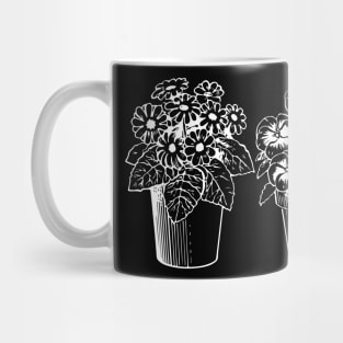 Pansy Flowers Minimalist Leaves Floral Illustration Mug